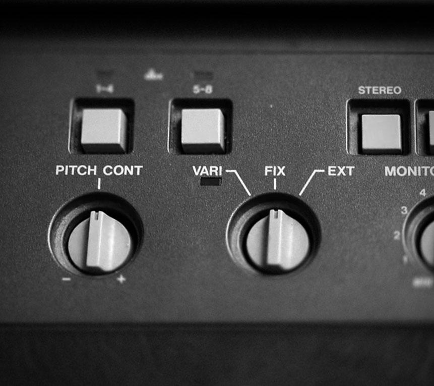 The tape speed section on a Tascam 388