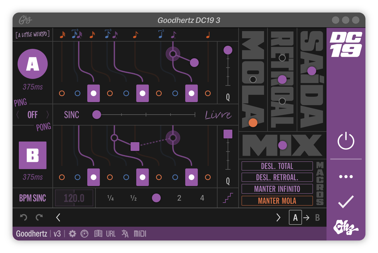 A screenshot of the DC19 interface