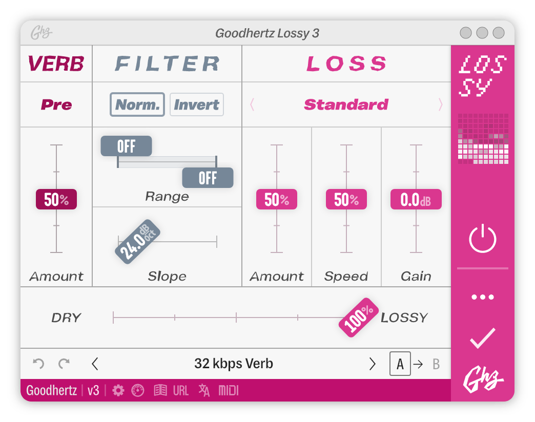 Image of the user interface of Lossy