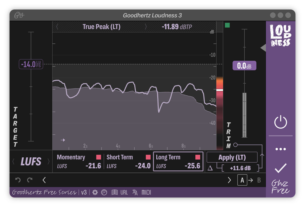 A screenshot of the Loudness interface