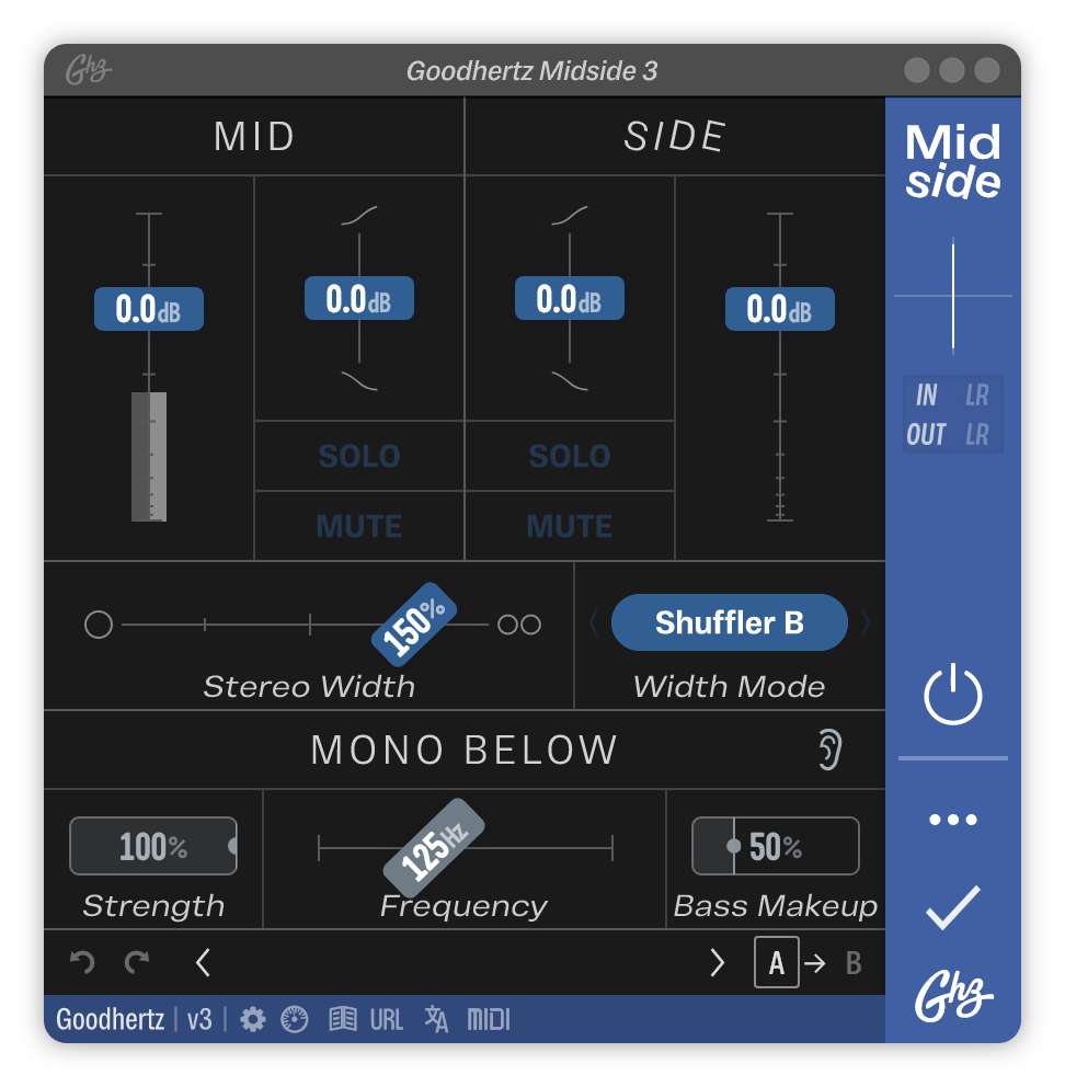 A screenshot of the Midside interface