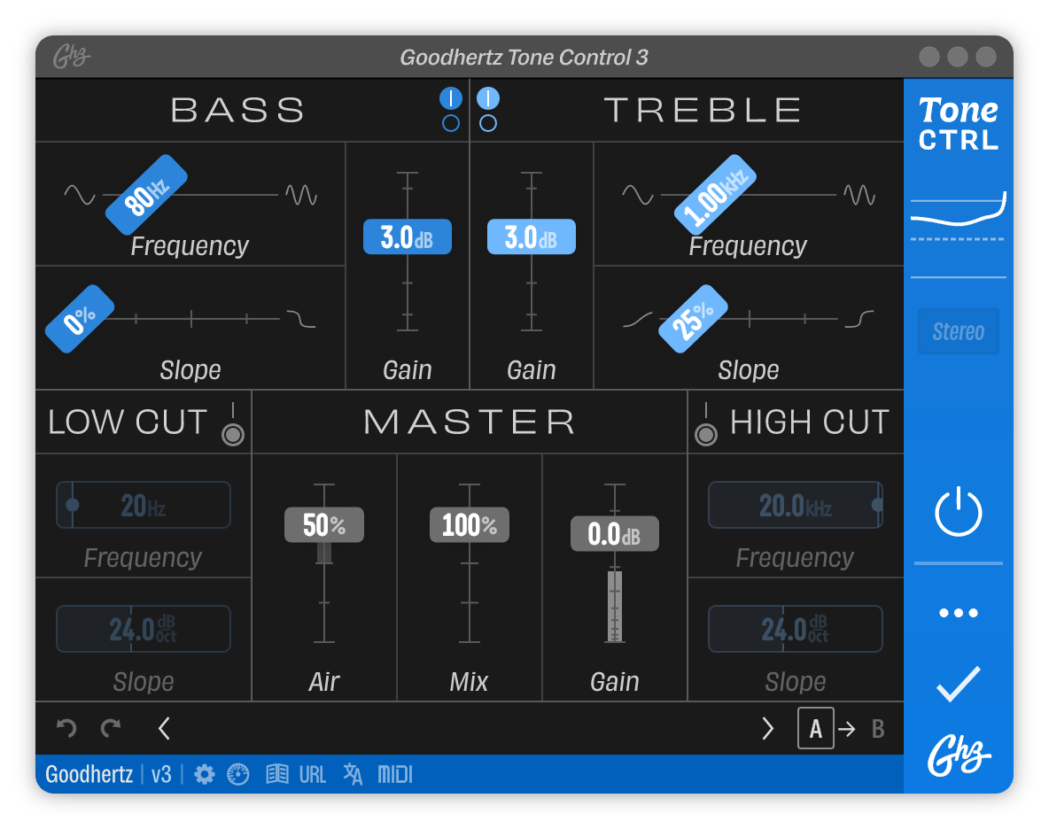 A screenshot of the Tone Control interface