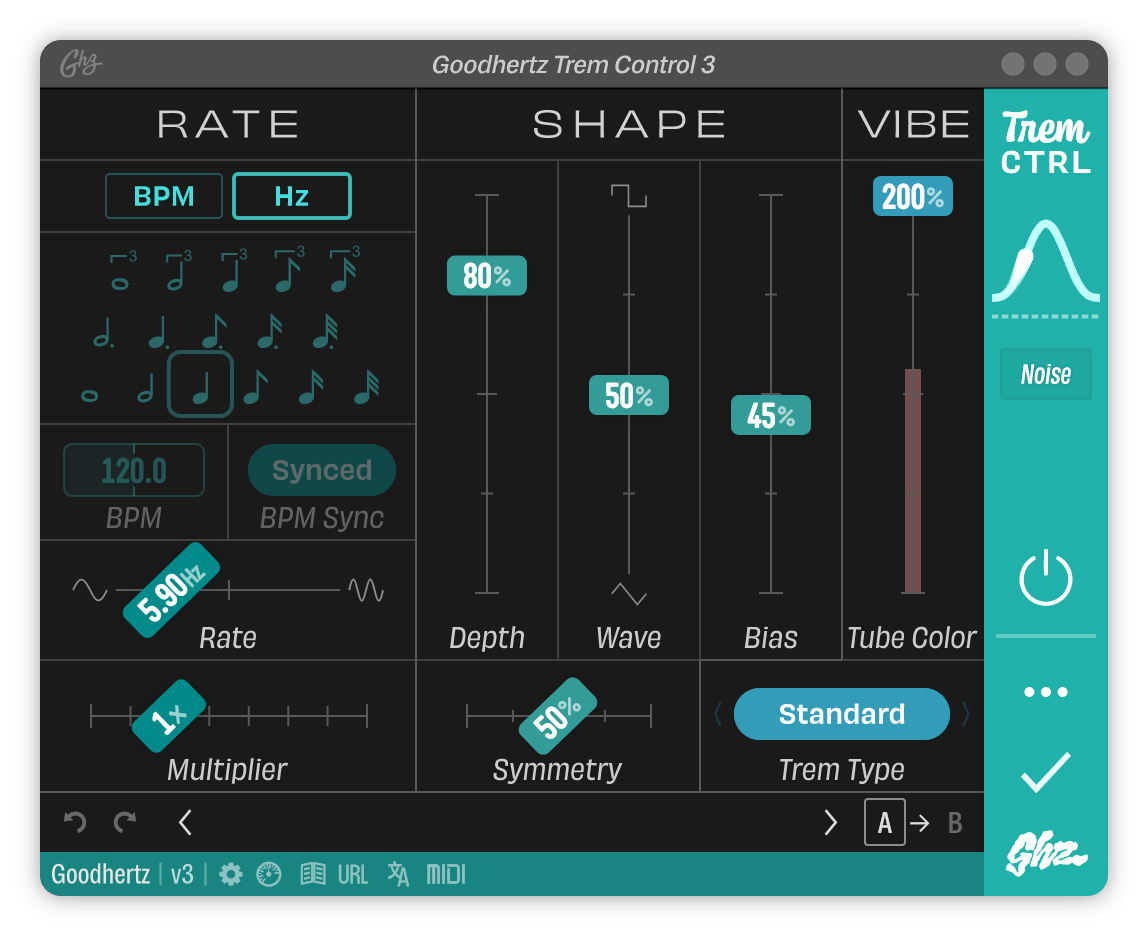 A screenshot of the Trem Control interface