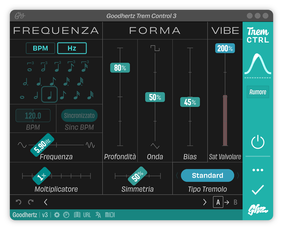 A screenshot of the Trem Control interface